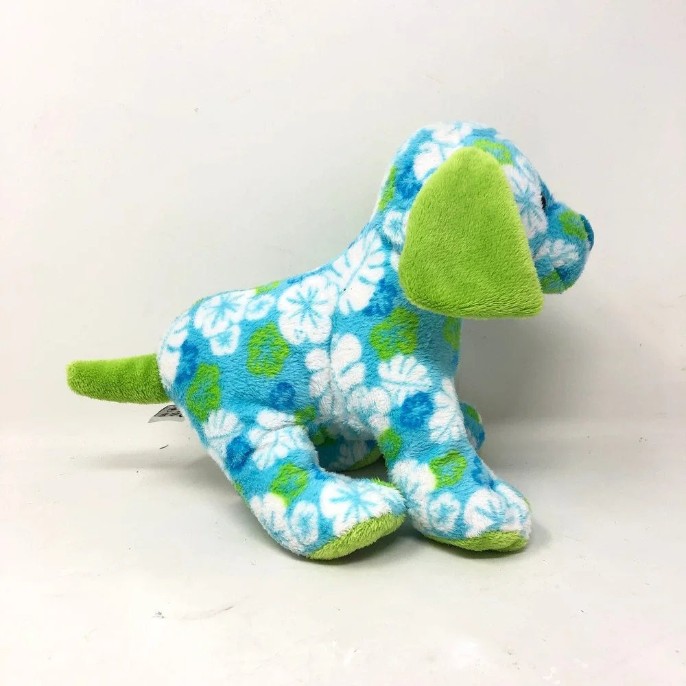 Ganz Webkinz Tropical Island Pup Blue Green Floral Plush HM600‎ NWT Unused CODE